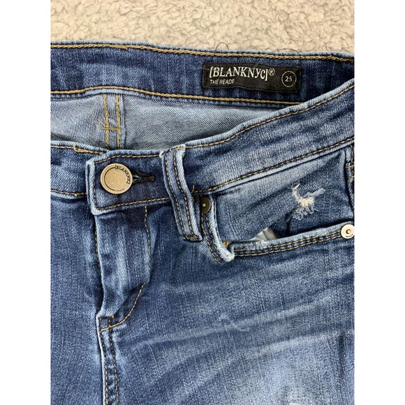BLANKNYC The Reade 25 Classic Skinny Distressed Denim Blue Jeans 5 Pockets - Picture 3 of 11